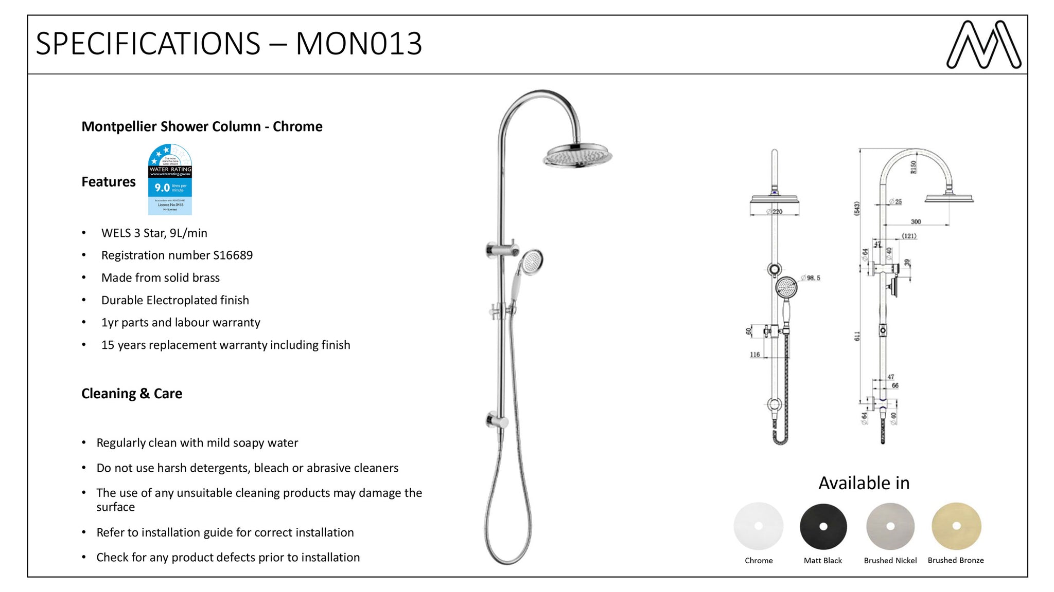 Montpellier Shower Column Set – Chrome