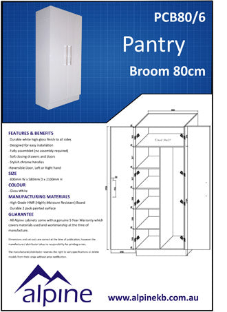 Combination Linen/Broom Cupboard 80cm