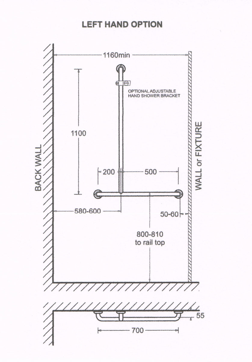 Life Assist Grab Rail Shower Set left Fahmbathroom