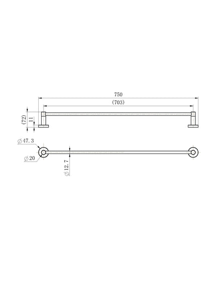 Deluxe Single Towel Rail 900mm Brushed Bronze Perth Australia