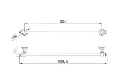 Medoc Single Towel Rail 600mm Brushed Nickel