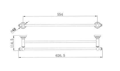 Medoc Double Towel Rail 600mm Chrome