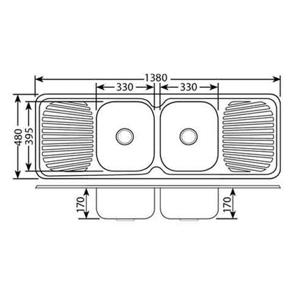 Kitchen Sink 1380 Double Bowl