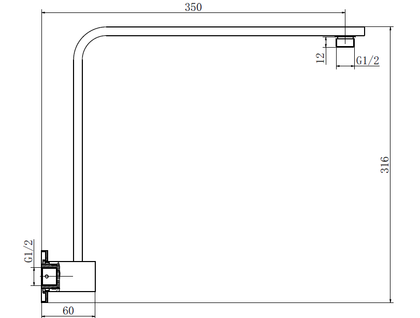 HIGH RISE SHOWER ARM BLACK