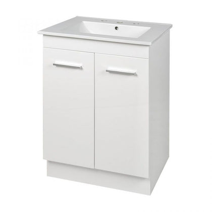 The Brianna PVC Vanity measures 60x47x88cm in dimensions and includes double doors.