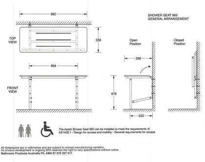 ASSIST SHOWER SEAT 960 in Perth