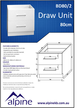 Base Two (2) Drawer Pot Drawer 80cm in Perth Australia
