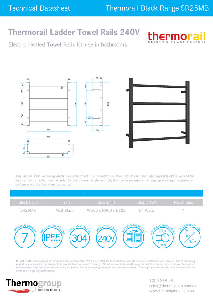 Heated Towel Rail SR25MB