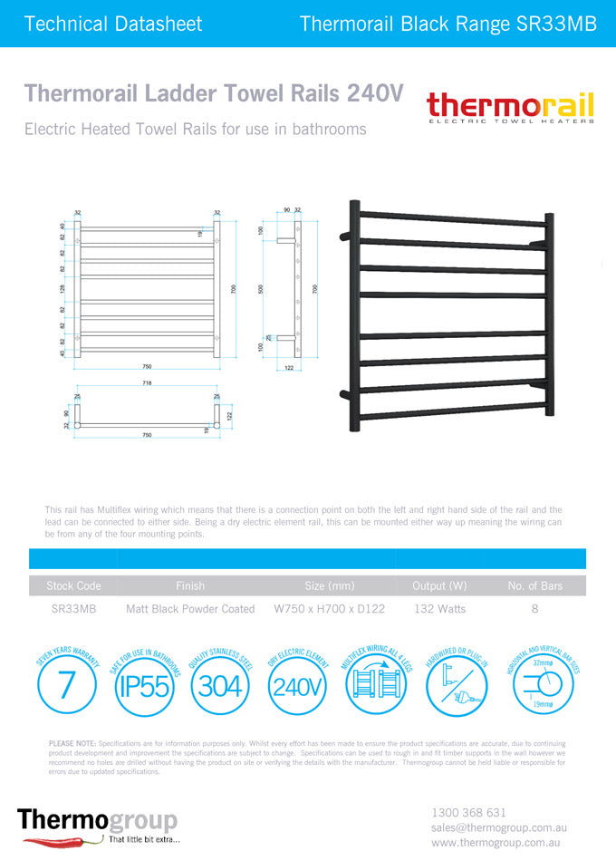 Heated Towel Rail SR33MB