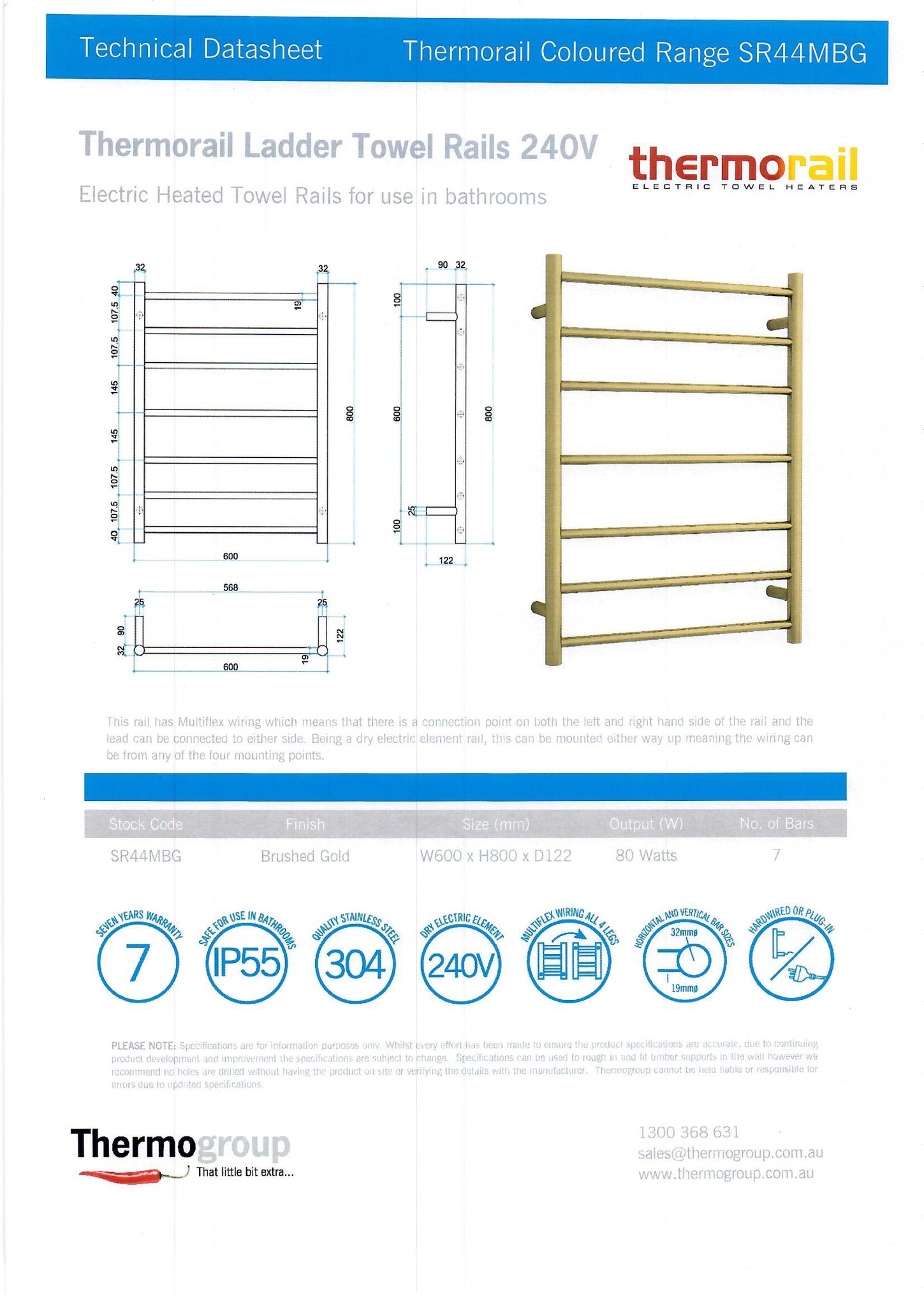 Heated Towel Rail SR44MBG