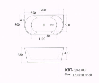 FREE STANDING BATH 1700 KBT10-1700