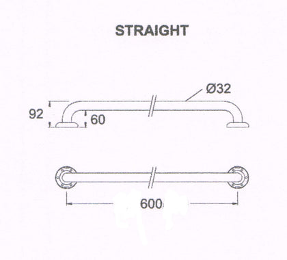 Straight Grab rails 600 in Perth