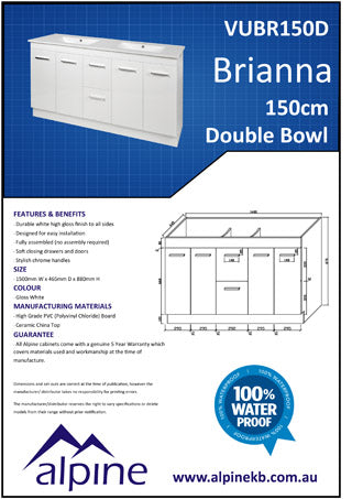 Brianna 1500mm Double Bowl