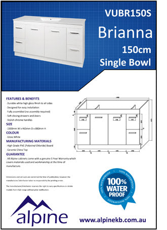 Brianna PVC vanity 1500mm