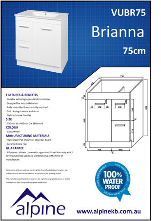 pvc vanity 75mm