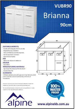 pvc vanity 90cm in perth