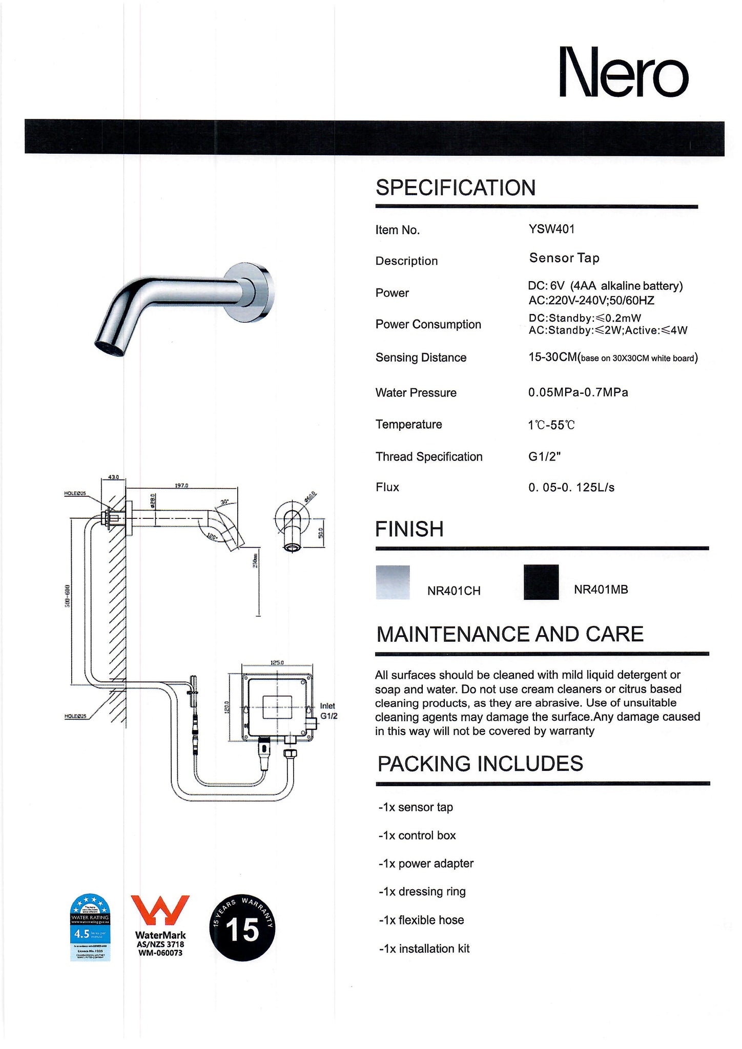 Wall Mount Sensor Tap