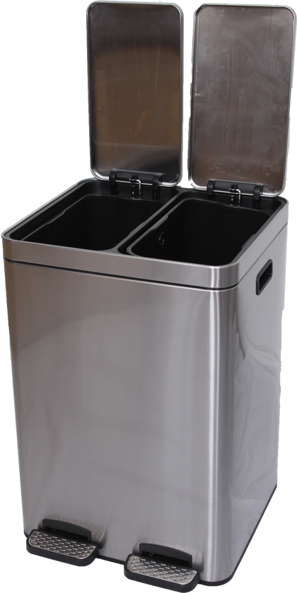 STAINLESS STEEL BIN DOUBLE COMPARTMENT