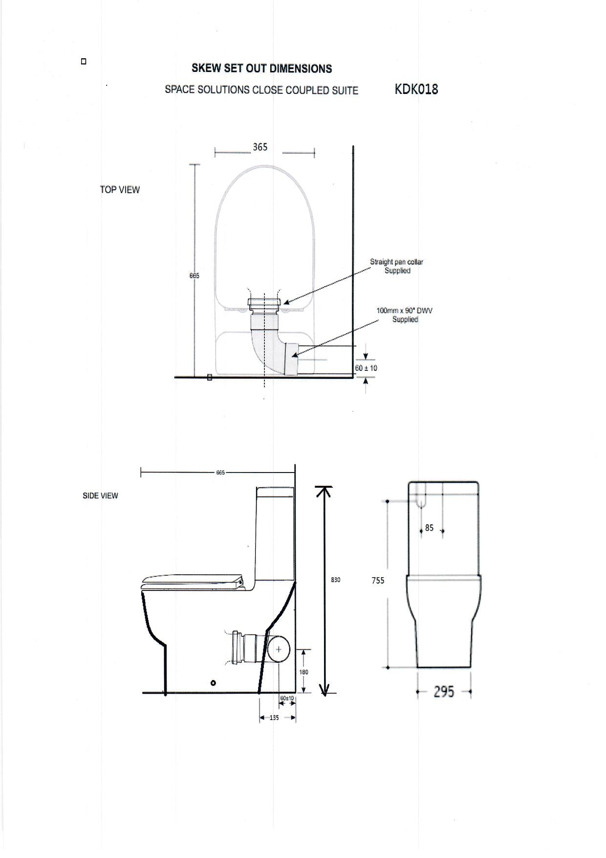 KDK-018 Toilet Suite Skew Pan