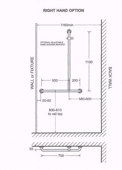 Life Assist Grab Rail Shower Set Right